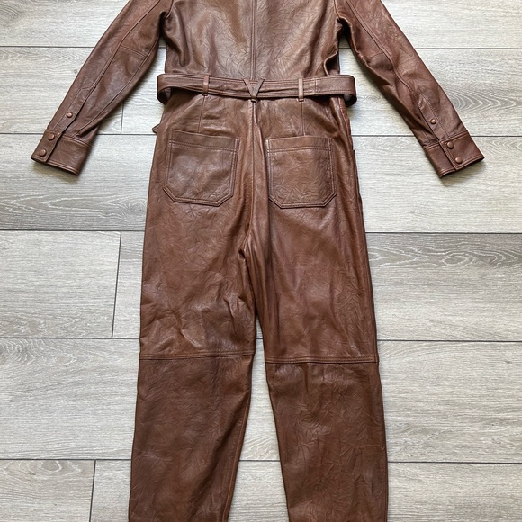 Brown leather jumpsuit Veronica Beard - Picture 8 of 14